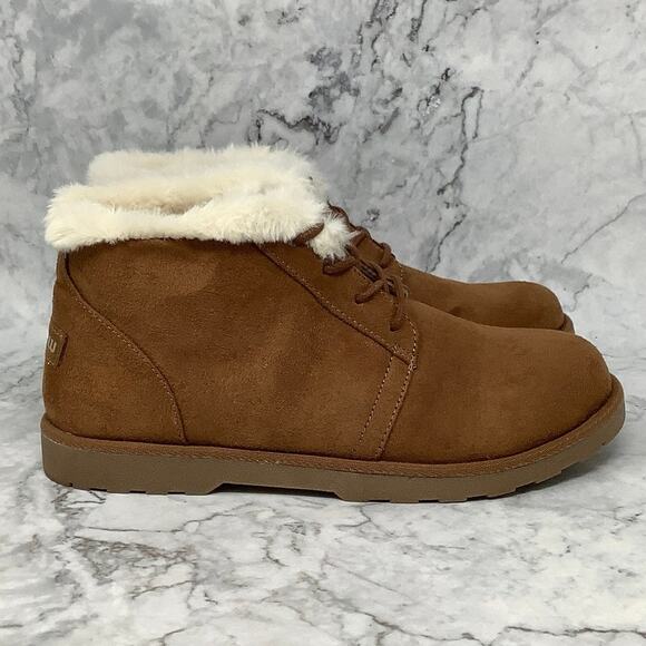 Makalu Sz 10 Chestnut Kora Ankle Winter Snow Boots Faux Fur Lined Lace Up OS13-7 - Picture 3 of 7